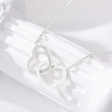 Load image into Gallery viewer, Double Heart Pendant Necklace Silver / 43cm