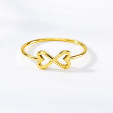 Load image into Gallery viewer, Double Heart Ring 9 / Gold