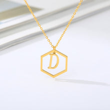 Load image into Gallery viewer, Initial Hexagon Necklace D / 43cm