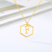 Load image into Gallery viewer, Initial Hexagon Necklace F / 43cm
