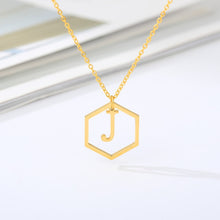Load image into Gallery viewer, Initial Hexagon Necklace J / 43cm