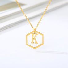 Load image into Gallery viewer, Initial Hexagon Necklace K / 43cm