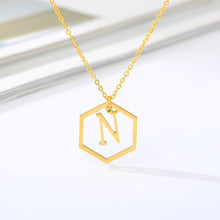 Load image into Gallery viewer, Initial Hexagon Necklace N / 43cm