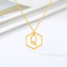 Load image into Gallery viewer, Initial Hexagon Necklace Q / 43cm