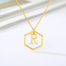 Load image into Gallery viewer, Initial Hexagon Necklace R / 43cm