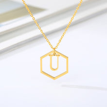 Load image into Gallery viewer, Initial Hexagon Necklace U / 43cm