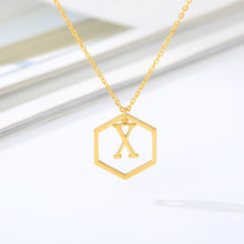 Load image into Gallery viewer, Initial Hexagon Necklace X / 43cm