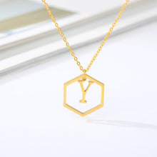 Load image into Gallery viewer, Initial Hexagon Necklace Y / 43cm