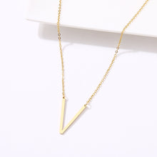 Load image into Gallery viewer, slanted initial necklace gold / v