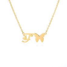 Load image into Gallery viewer, Initial Butterfly Necklace F / 45cm
