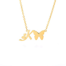 Load image into Gallery viewer, Initial Butterfly Necklace K / 45cm