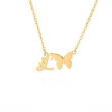 Load image into Gallery viewer, Initial Butterfly Necklace L / 45cm