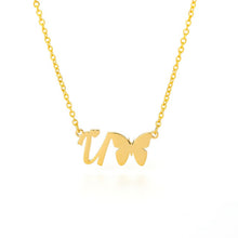 Load image into Gallery viewer, Initial Butterfly Necklace U / 45cm