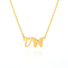 Load image into Gallery viewer, Initial Butterfly Necklace V / 45cm