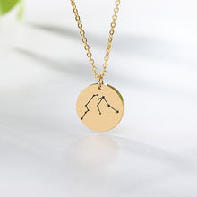Load image into Gallery viewer, Constellation Coin Necklace Aquarius 2 / Rose Gold / United States
