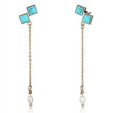 Load image into Gallery viewer, Square Turquoise Drop Earrings - LeyeF Co. Global Jewelry & Accessories