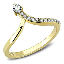 Load image into Gallery viewer, Gold Crystal Wishbone Ring 10