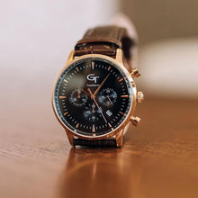 Load image into Gallery viewer, Watch - Men's Watch | Brown Leather Strap | Rose Gold Watch Case