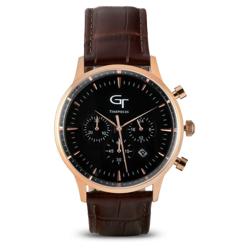 Men's Watch | Brown Leather Strap | Rose Gold Watch Case