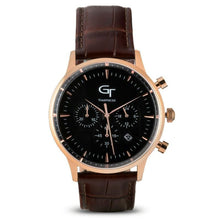 Load image into Gallery viewer, Watch - Rose Gold Black Chronograph Brown