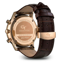 Load image into Gallery viewer, Watch - Rose Gold Black Chronograph Brown