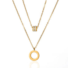 Load image into Gallery viewer, Roman Numeral Crystal Layered Necklace
