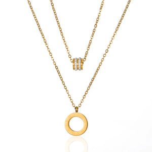 Roman Numeral Crystal Layered Necklace