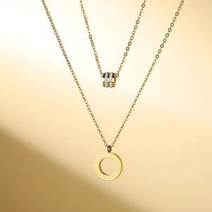 Roman Numeral Crystal Layered Necklace