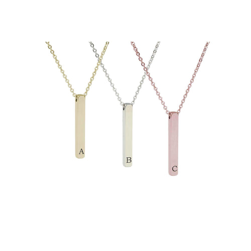 3D Vertical Bar Initial Necklace - LeyeF Co. Global Jewelry & Accessories