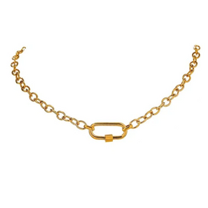 Link Chain with Carabiner Necklace Gold