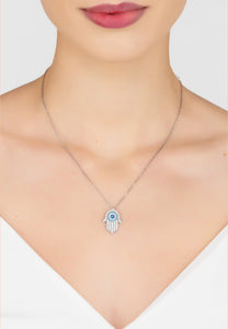 Hamsa & Evil Eye Necklace - Silver [variant_title]