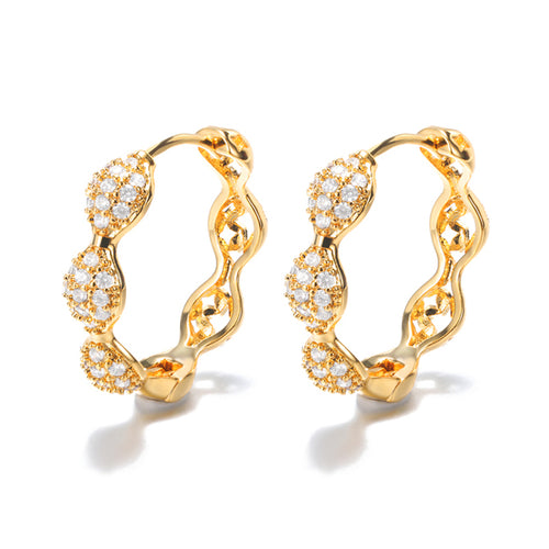 Crystal Bubble Hoops Gold