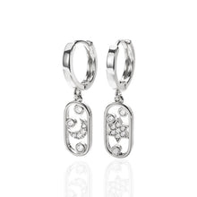 Load image into Gallery viewer, Crescent &amp; Star Drop Earrings Silver
