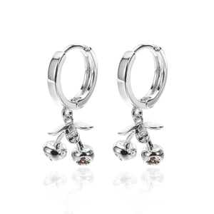 Cherry Drop Earrings Silver