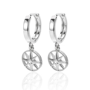 Octa-Star Drop Earrings Silver