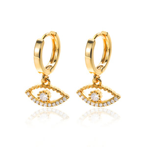 Evil Eye Drop Earrings Gold