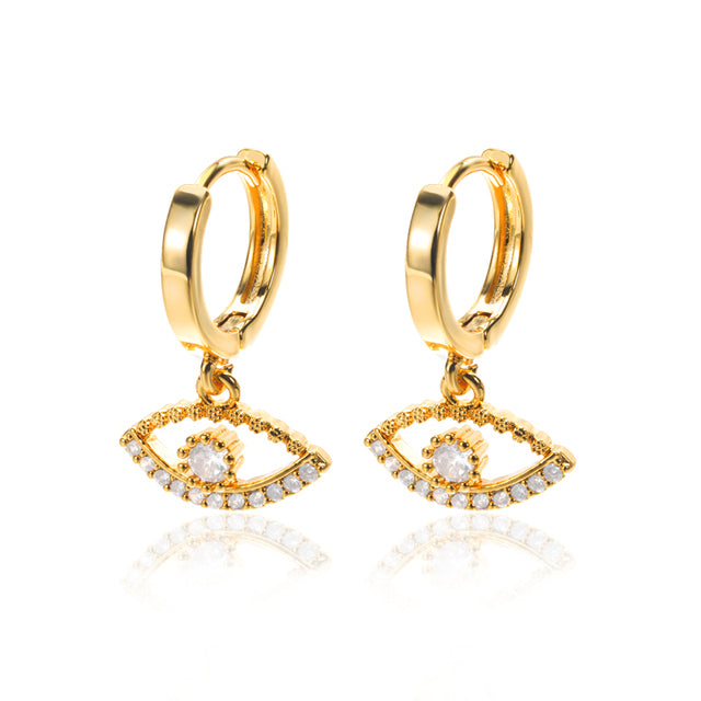 Evil Eye Drop Earrings Gold