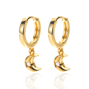 Moon Drop Earrings Gold