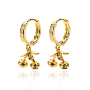 Cherry Drop Earrings Gold