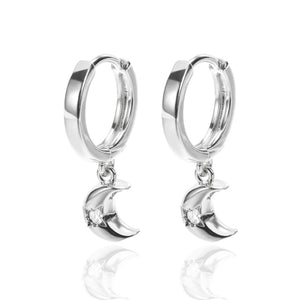 Moon Drop Earrings Silver