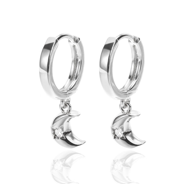 Moon Drop Earrings Silver