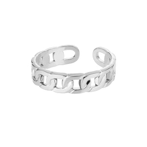 Cuban Link Ring - Adjustable Resizable / Silver