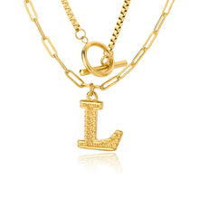 Load image into Gallery viewer, Double Initial &amp; Toggle Clasp Necklace Set Gold / L / 45cm
