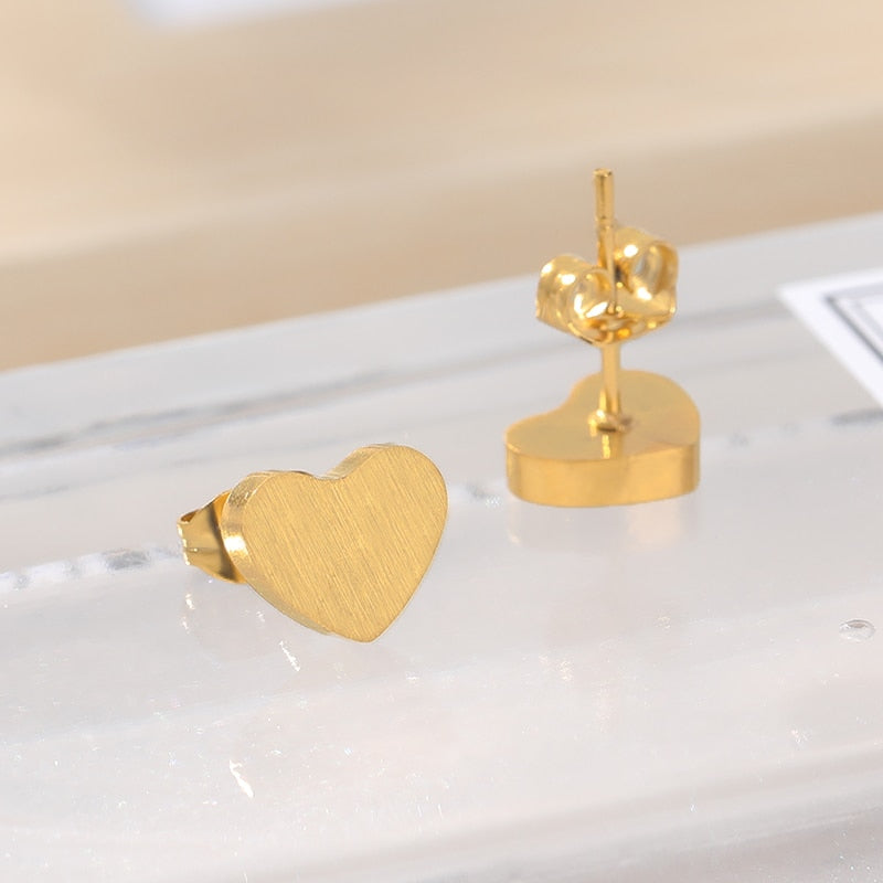 Mini Gold Heart Stud Earrings