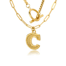 Load image into Gallery viewer, Double Initial &amp; Toggle Clasp Necklace Set Gold / C / 45cm
