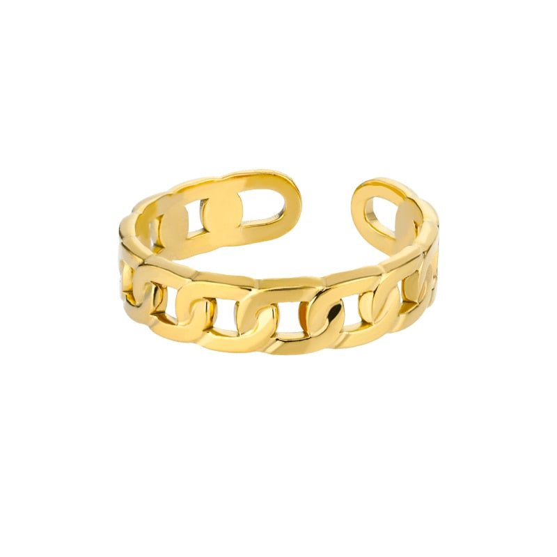 Cuban Link Ring - Adjustable Resizable / Gold