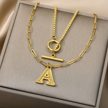 Load image into Gallery viewer, Double Initial &amp; Toggle Clasp Necklace Set [variant_title]
