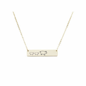 Mama Bear Customizable Necklace Gold / MAMA PIG OF 2