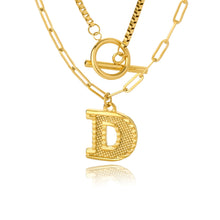 Load image into Gallery viewer, Double Initial &amp; Toggle Clasp Necklace Set Gold / D / 45cm
