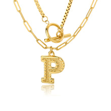 Load image into Gallery viewer, Double Initial &amp; Toggle Clasp Necklace Set Gold / P / 45cm
